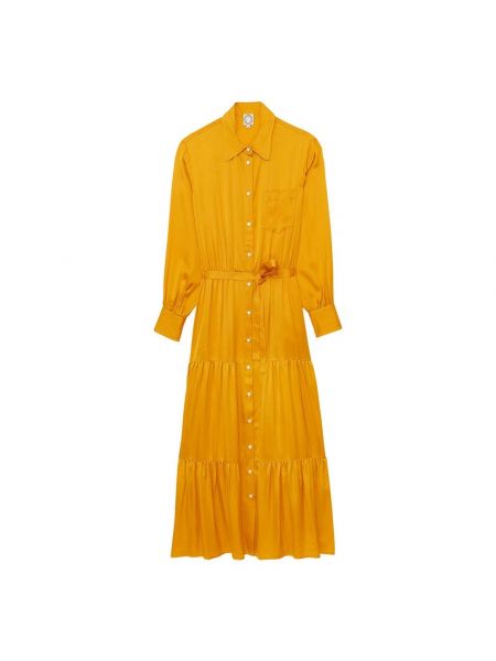Sukienka długa z falbankami Ines De La Fressange Paris żółta