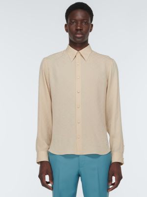 Camisa de seda de crepé Gucci beige