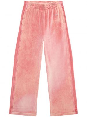 Sametové sportovní kalhoty s nízkým pasem Diesel růžové