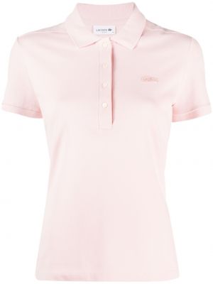 Памучна поло тениска Lacoste розово