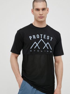 Тениска с дълъг ръкав с принт Protest черно