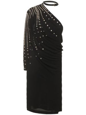 Sukienka midi z wiskozy z kryształkami Gucci czarna