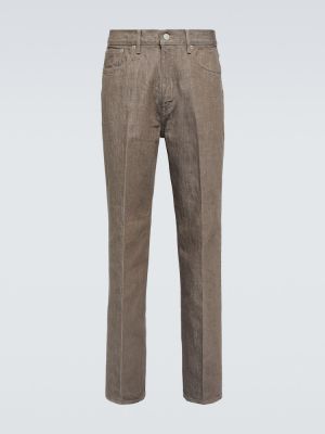 Jeansy skinny plisowane Auralee brązowe