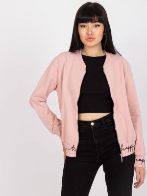 Bavlnená bomber bunda na zips Fashionhunters ružová