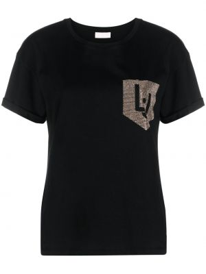 Kokvilnas t-krekls Liu Jo melns