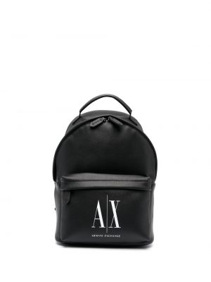 Kožený batoh s potlačou Armani Exchange čierna