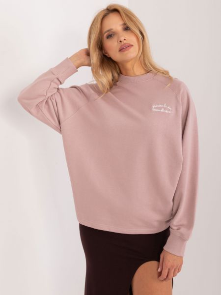Džemperis su užrašais oversize Fashionhunters rožinė