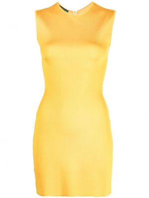 Sukienka mini bez rękawów Herve L. Leroux żółta