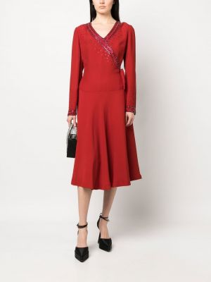 Jedwabna sukienka z cekinami A.n.g.e.l.o. Vintage Cult czerwona