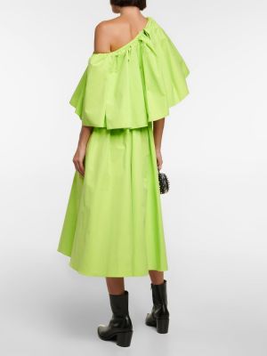 Bavlnené midi šaty s volánmi Alexander Mcqueen zelená