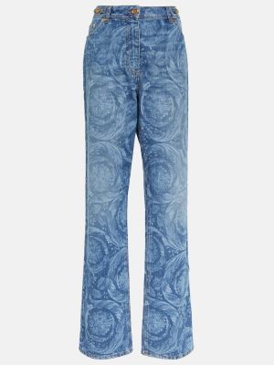 Kõrge vöökohaga sirged teksapüksid Versace sinine