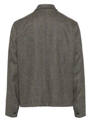 Vlněná bunda na zip se vzorem rybí kosti Paul Smith šedá