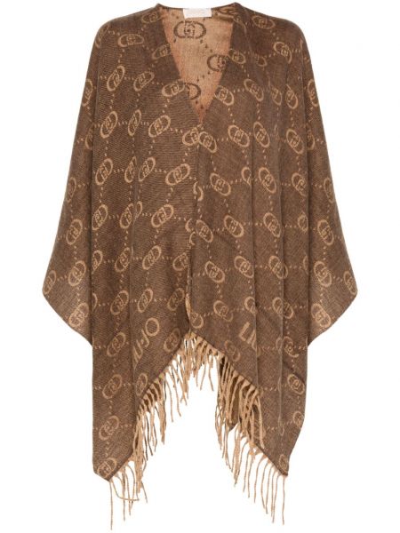 Poncho i jacquard stof Liu Jo brun