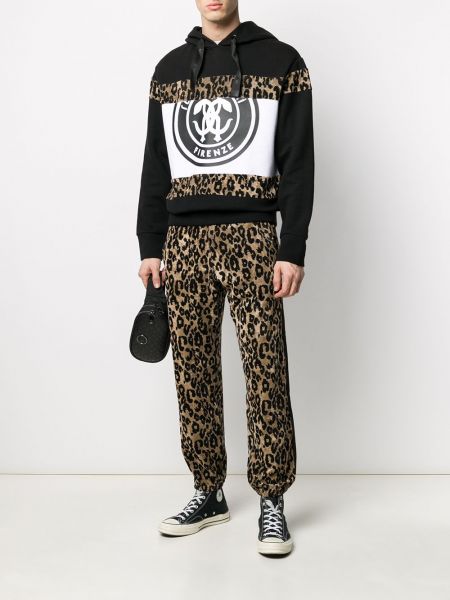Pantalones de chándal leopardo de tejido jacquard Roberto Cavalli negro