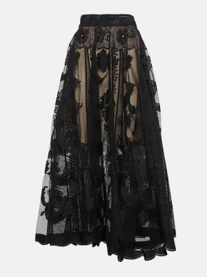 Čipkovaná midi sukňa Oscar De La Renta čierna