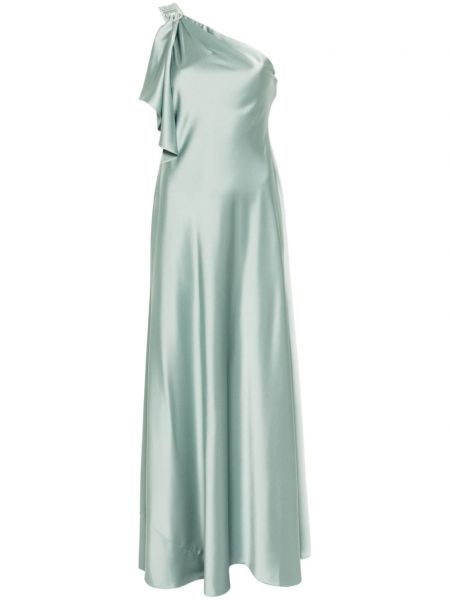 Satynowa sukienka na jedno ramię Lauren Ralph Lauren zielona