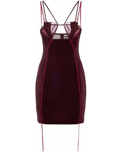 Drapované zamatové mini šaty Nensi Dojaka vínová