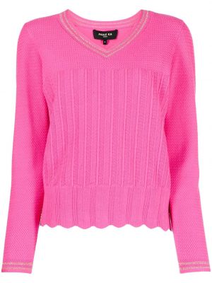 Пуловер с v-образно деколте Paule Ka розово