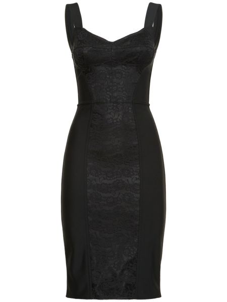 Vestido midi de raso de encaje Dolce & Gabbana negro