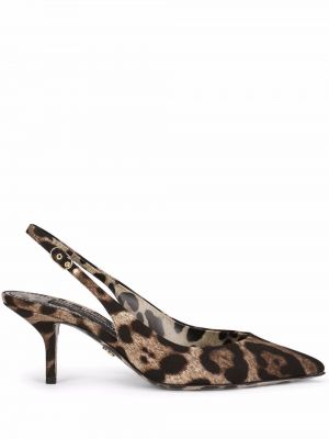 Slingback leopard trykt stropper pumper Dolce & Gabbana brun