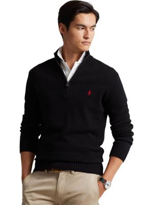 Хлопковый свитер на молнии Polo Ralph Lauren черный
