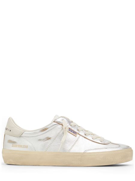 Sneakers i läder med stjärnmönster Golden Goose silver