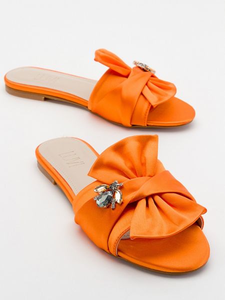 Papuci de casă din satin Luvishoes portocaliu