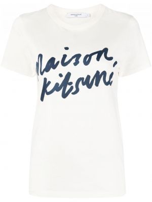Тениска с принт Maison Kitsuné бяло