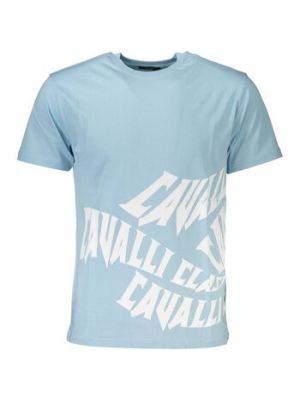 Niebieska koszulka z krótkim rękawem Roberto Cavalli