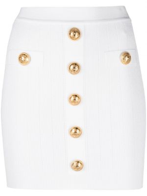 Pletena mini suknja s gumbima Balmain bijela