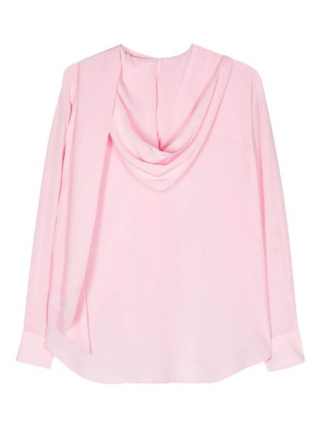 Jedwabna bluzka z kapturem Victoria Beckham różowa