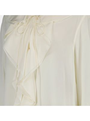 Camisa de seda con volantes con volantes Victoria Beckham blanco