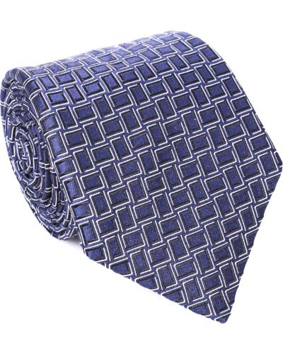 Шелковый галстук с принтом Boss синий