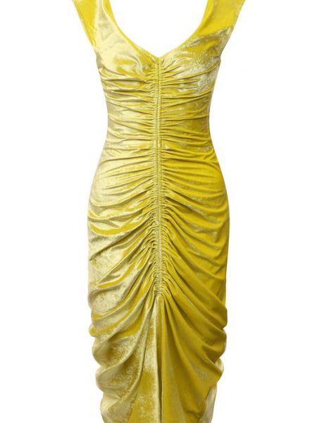 Шелковое платье из вискозы Bottega Veneta желтое