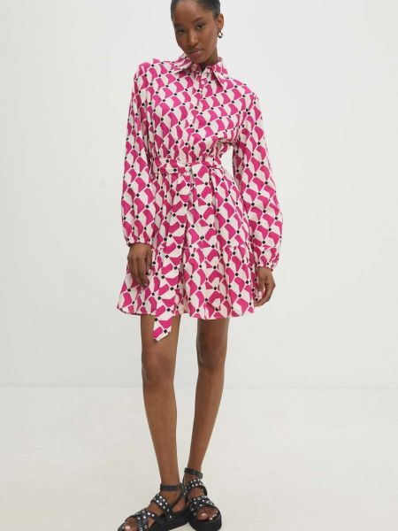 Pamučna mini haljina Answear Lab ružičasta
