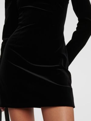 Žametna obleka iz rebrastega žameta Patou črna