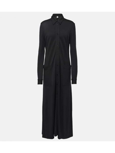 Sukienka długa z dżerseju Toteme czarna