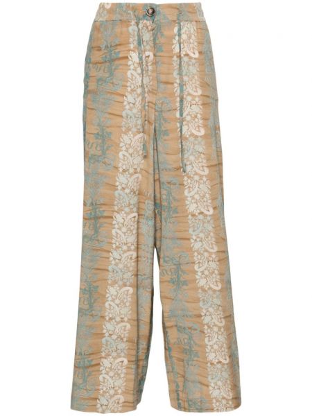 Pantaloni drepti cu model floral cu imagine Pierre-louis Mascia maro