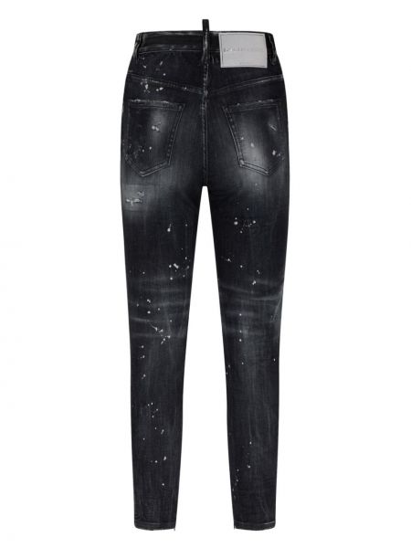Skinny džíny s oděrkami Dsquared2 černé