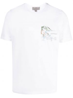 Памучна тениска с принт Canali бяло