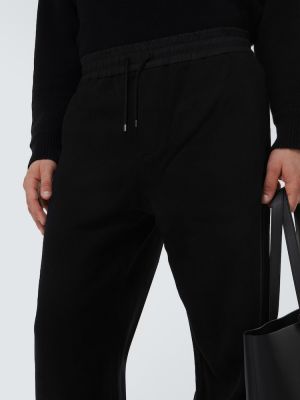 Pantaloni sport de catifea cu croială lejeră Saint Laurent negru