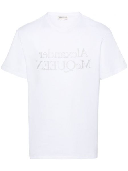 T-shirt en coton à imprimé Alexander Mcqueen blanc