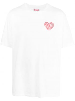 Памучна тениска със сърца Kenzo бяло