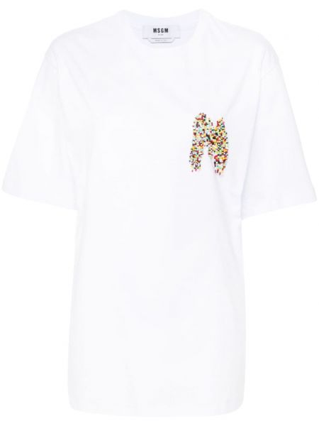 Памучна тениска Msgm бяло