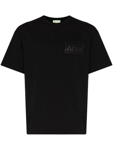 Camiseta de algodón con estampado Aries negro
