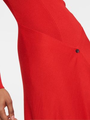 Jedwabna sukienka midi z kaszmiru Alaã¯a czerwona