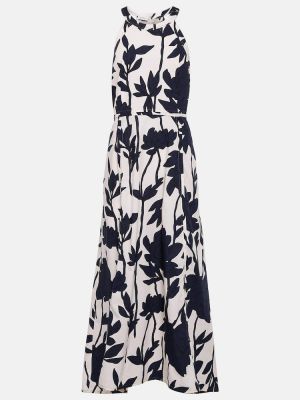 Pamučna midi haljina s cvjetnim printom Brunello Cucinelli bijela