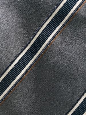 Pruhovaná saténová kravata s potiskem Brunello Cucinelli šedá