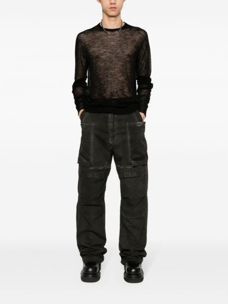Caurspīdīgs vilnas džemperis Rick Owens melns