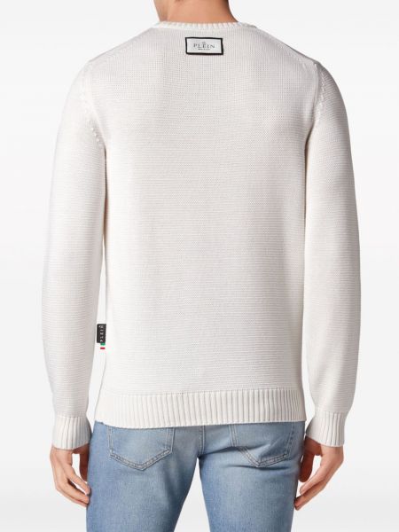 Sweter wełniany Philipp Plein biały